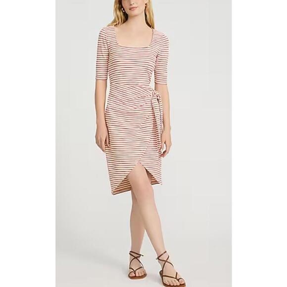 Express Textured Waffle Striped Scoop Neck Wrap Dress Size Large New - Picture 8 of 11